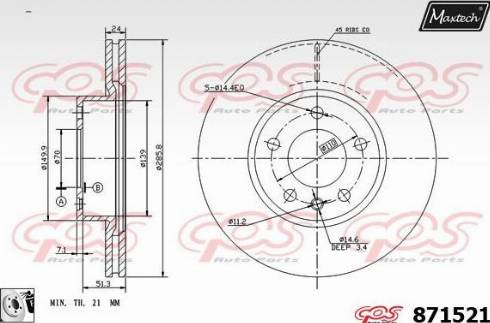 Maxtech 871521.0080 - Brake Disc autospares.lv