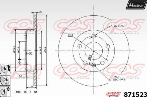 Maxtech 871523.6880 - Brake Disc autospares.lv