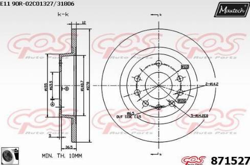 Maxtech 871527.0060 - Brake Disc autospares.lv