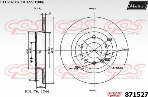 Maxtech 871527.0000 - Brake Disc autospares.lv