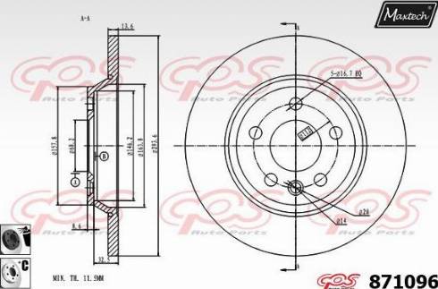 Maxtech 871096.6060 - Brake Disc autospares.lv