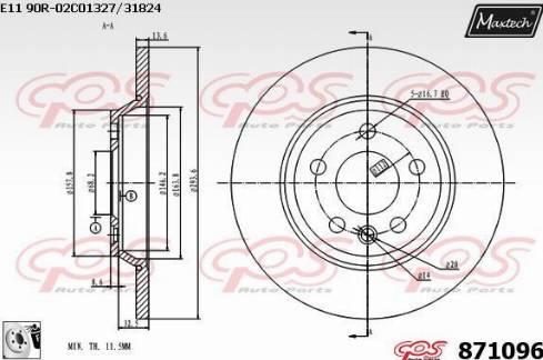 Maxtech 871096.0080 - Brake Disc autospares.lv