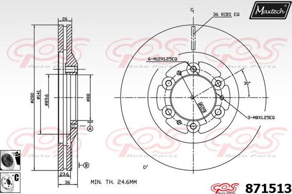 Maxtech 871096 - Brake Disc autospares.lv