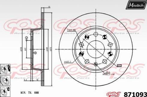 Maxtech 871093.6980 - Brake Disc autospares.lv