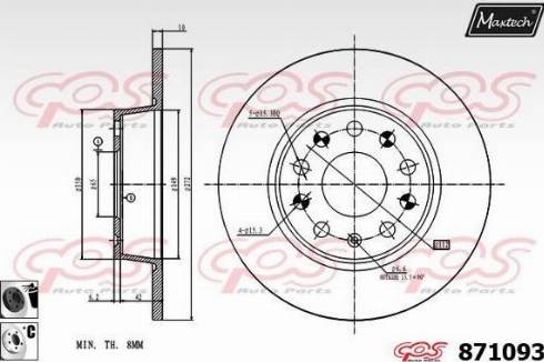 Maxtech 871093.6060 - Brake Disc autospares.lv