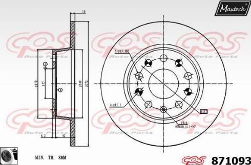 Maxtech 871093.0060 - Brake Disc autospares.lv