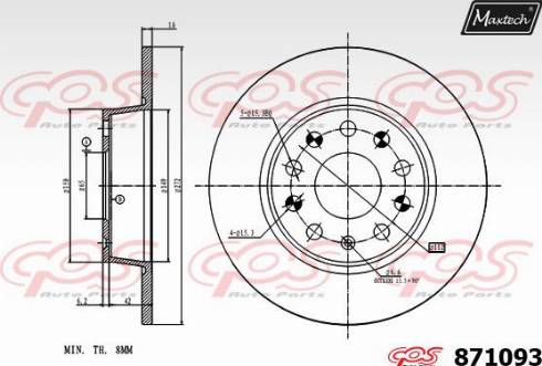 Maxtech 871093.0000 - Brake Disc autospares.lv