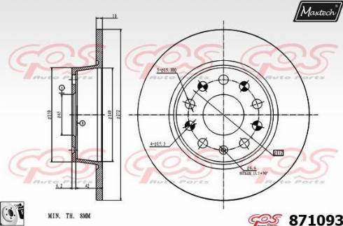 Maxtech 871093.0080 - Brake Disc autospares.lv