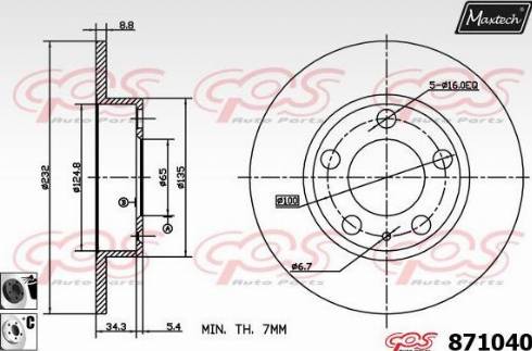 Maxtech 871040.6060 - Brake Disc autospares.lv