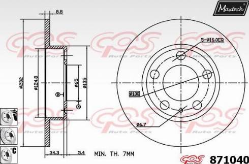 Maxtech 871040.6880 - Brake Disc autospares.lv