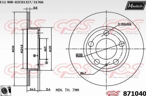 Maxtech 871040.0060 - Brake Disc autospares.lv