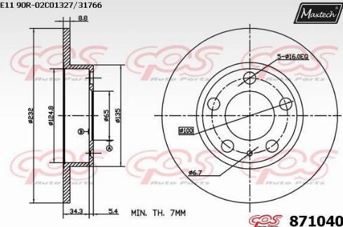 Maxtech 871040.0000 - Brake Disc autospares.lv