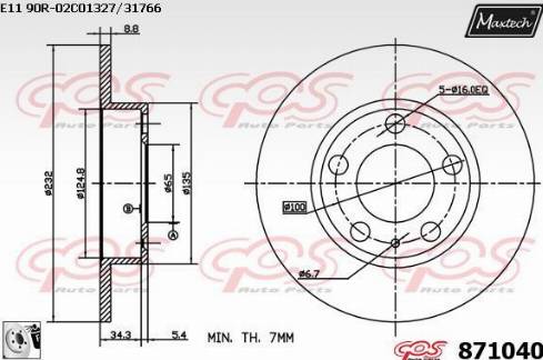 Maxtech 871040.0080 - Brake Disc autospares.lv