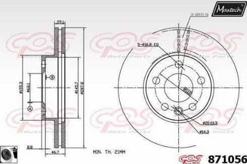 Maxtech 871056.0060 - Brake Disc autospares.lv