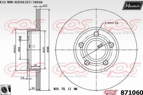 Maxtech 871060.0060 - Brake Disc autospares.lv