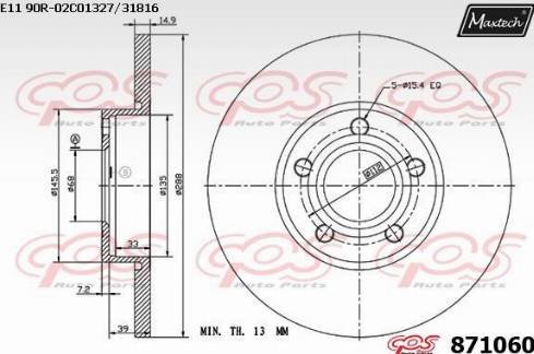 Maxtech 871060.0000 - Brake Disc autospares.lv