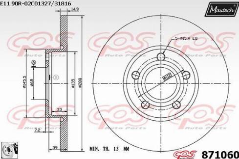 Maxtech 871060.0080 - Brake Disc autospares.lv