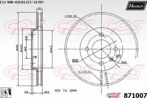 Maxtech 871007.0080 - Brake Disc autospares.lv