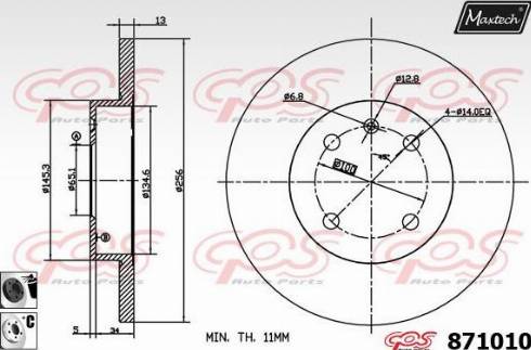 Maxtech 871010.6060 - Brake Disc autospares.lv