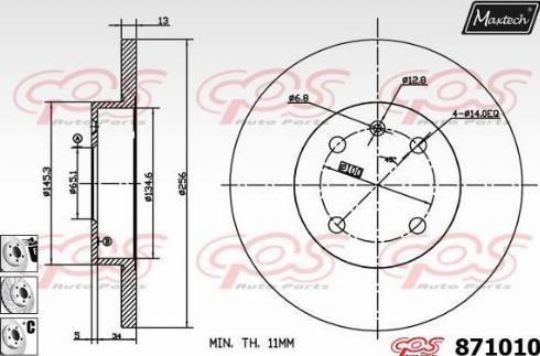 Maxtech 871010.6880 - Brake Disc autospares.lv