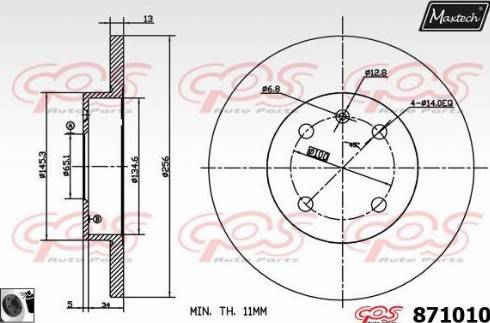 Maxtech 871010.0060 - Brake Disc autospares.lv