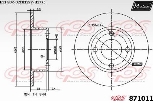 Maxtech 871011.0000 - Brake Disc autospares.lv