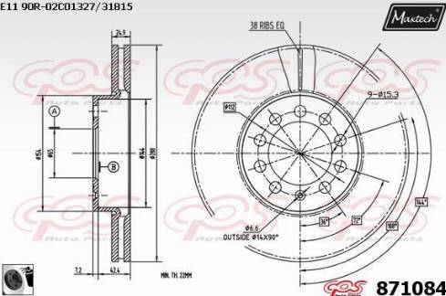 Maxtech 871084.0060 - Brake Disc autospares.lv