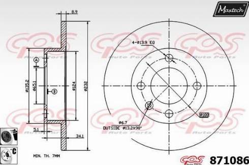 Maxtech 871086.6060 - Brake Disc autospares.lv