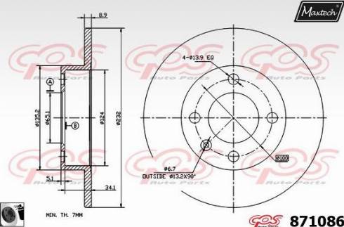 Maxtech 871086.0060 - Brake Disc autospares.lv