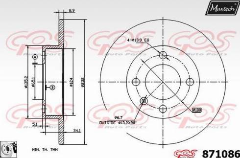 Maxtech 871086.0080 - Brake Disc autospares.lv