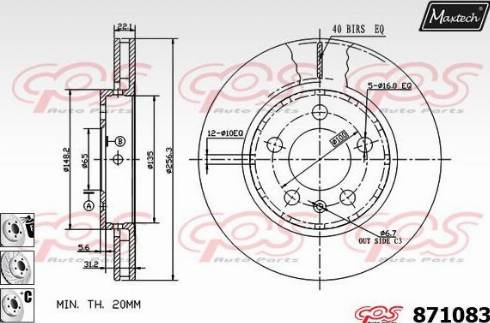 Maxtech 871083.6880 - Brake Disc autospares.lv