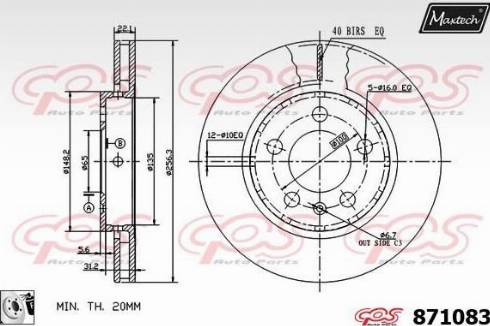 Maxtech 871083.0080 - Brake Disc autospares.lv