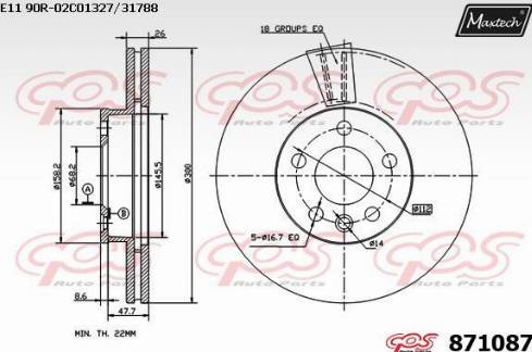 Maxtech 871087.0000 - Brake Disc autospares.lv