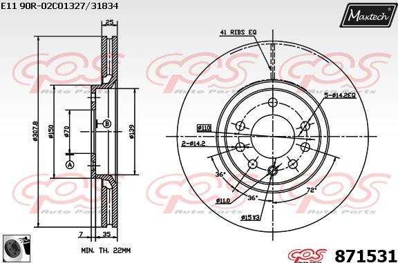 Maxtech 871087 - Brake Disc autospares.lv