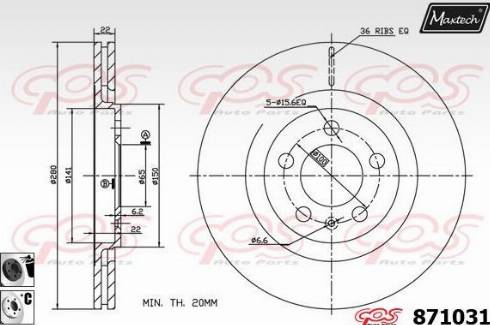 Maxtech 871031.6060 - Brake Disc autospares.lv