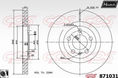 Maxtech 871031.0060 - Brake Disc autospares.lv