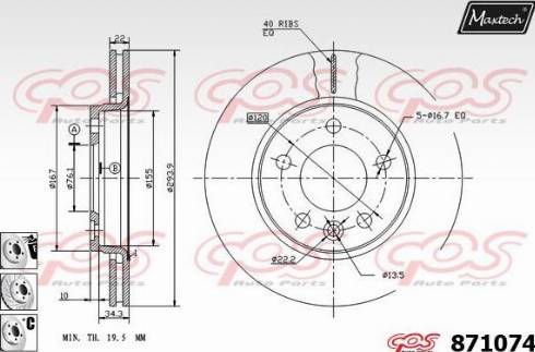 Maxtech 871074.6880 - Brake Disc autospares.lv