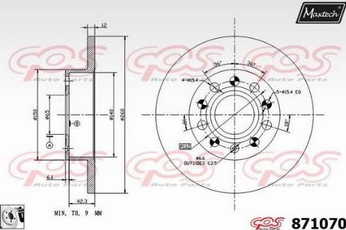 Maxtech 871070.0080 - Brake Disc autospares.lv