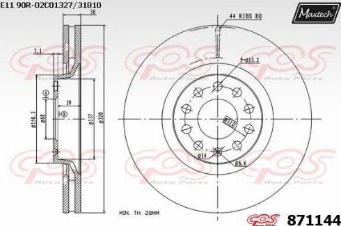 Maxtech 871144.0000 - Brake Disc autospares.lv