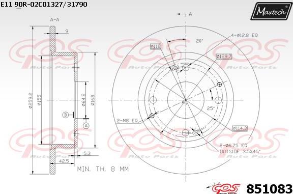Maxtech 871155 - Brake Disc autospares.lv
