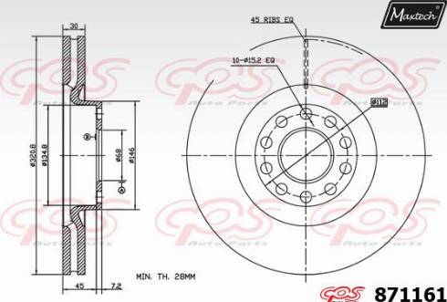 Maxtech 871161.0000 - Brake Disc autospares.lv