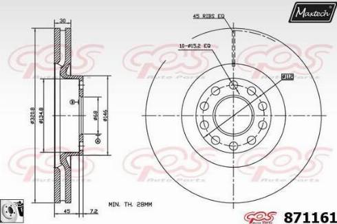 Maxtech 871161.0080 - Brake Disc autospares.lv