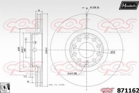 Maxtech 871162.0080 - Brake Disc autospares.lv