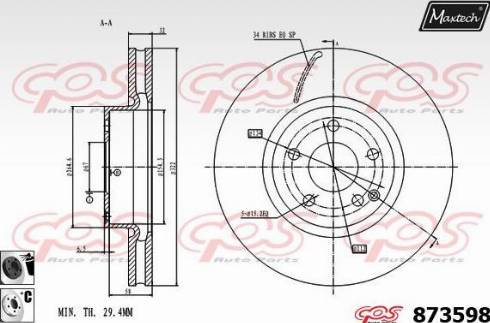 Maxtech 873598.6060 - Brake Disc autospares.lv