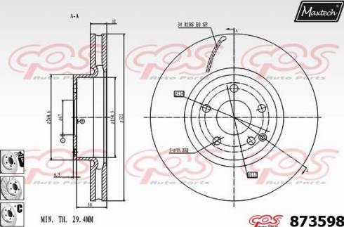 Maxtech 873598.6980 - Brake Disc autospares.lv