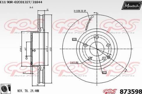 Maxtech 873598.0060 - Brake Disc autospares.lv