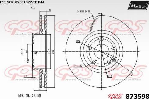 Maxtech 873598.0000 - Brake Disc autospares.lv