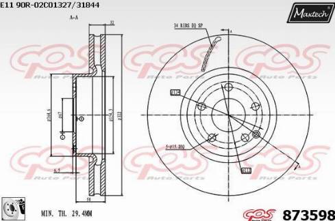 Maxtech 873598.0080 - Brake Disc autospares.lv