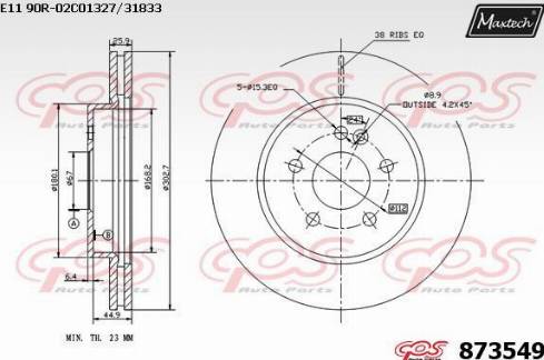 Maxtech 873549.0000 - Brake Disc autospares.lv