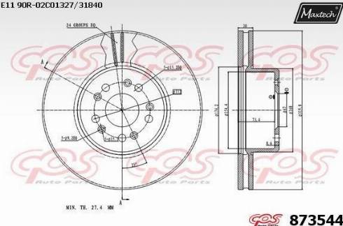 Maxtech 873544.0000 - Brake Disc autospares.lv